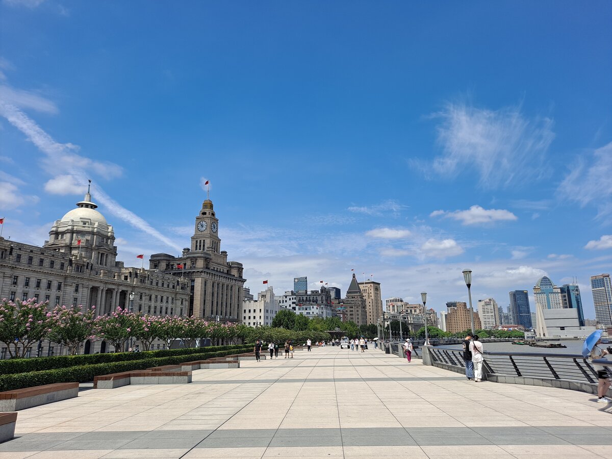 Der Bund Uferpromenade mit Shanghai Skyline